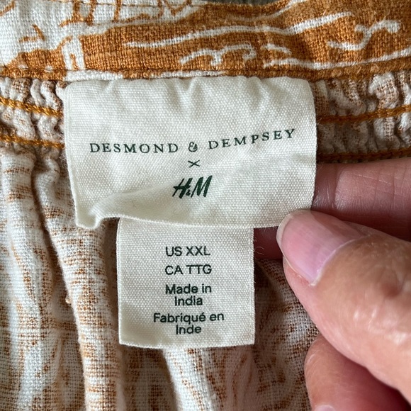 Desmond & Dempsey x H&M Linen Blend Belted Kaftan Midi Dress Size XXL Coastal - Picture 9 of 16